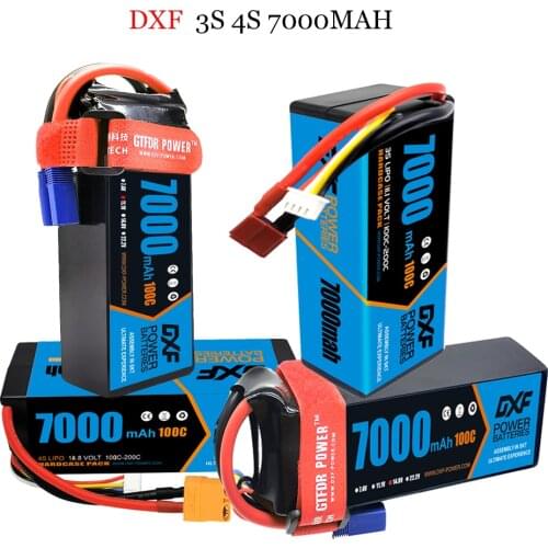 DXF RC Lipo Battery 2S 3S 4S 7.4V 11.1V 14.8V 7000mah 6750mah 6500mah 5200mah 8000mah 100C 110C Battery for Car Boat Truck Buggy