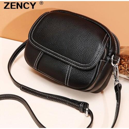 ZENCY Popular Summer Small Bag 100% Genuine Cow Leather Women Ladies Cross Body Messenger Shoulder Bags Female Handbag Purse