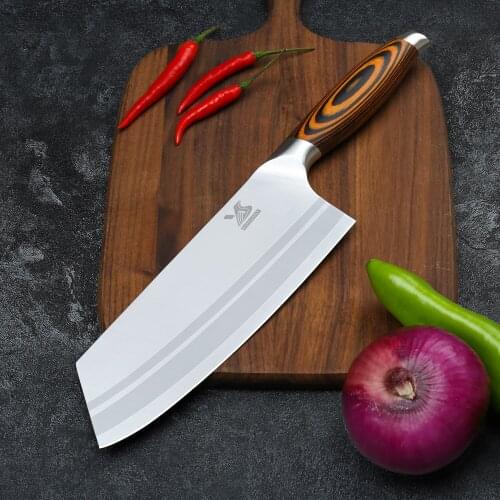 MSY BIGSUNNY Cleaver Knife, 7.8 Inch Pro Meat Vegetable Nakiri Knife Ultra Sharp German Steel with Pakkawood Handle