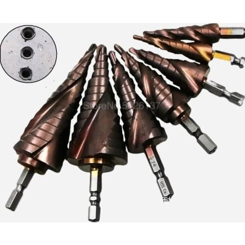 M35 Cobalt Step Drill Bits Hss Bit Kit Spiral Groove Triangle Hex Shank For Stainless Steel Hss-cobalt Set Metal Hole Cutter