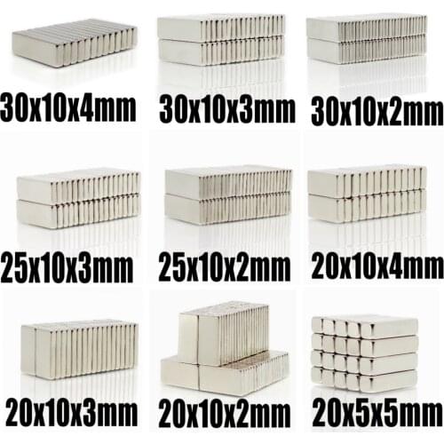 20Pcs N35 Neodymium Magnet Block 20X10X2 20X10X3 20X10X4 20X10X5 25X10X3 30X10X2 30x10x4 20X5X2 mm Block Bar Magnets Rare Earth