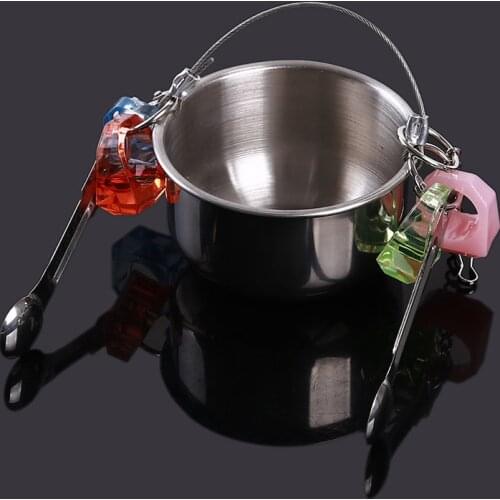 1PCS Stainless Steel Parrot Birds Feed Box Cat Puppy Foods Cups Metal Parrot Feeder Parakeet Cockatiel Foods Water Feeding Bowls
