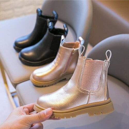 New Spring and Autumn Girls Martin Boots Children British Style Boots Princess Golden Chimney Boots Flexible Soft Bottom Boots