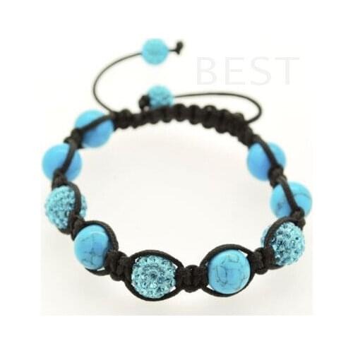 Jhjk89yle 10mm Blue disco Ball Beads Bangles FRDG Men Bracelet jewelry wholesale crystal