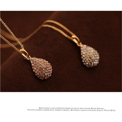 Princess Angel Tearful Temperament Fashion Short big drop Crystal Necklace Korean Water Drop Necklace