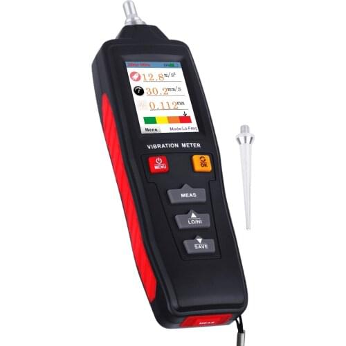 Portable Symmetrical Vibration Meter Shape Analyzer Piezoelectric Gauge Colored Display w/ Short & Long Probe