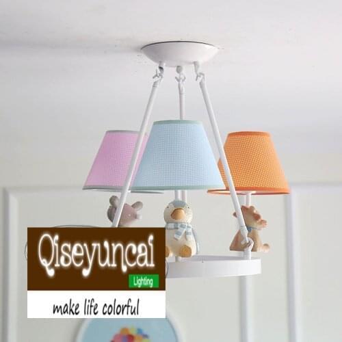 Qiseyuncai American small fresh simple children half hanging chandelier childrens room boy girl bedroom lighting free shipping