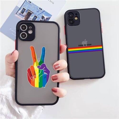 Gay Lesbian LGBT Rainbow Phone Case Matte For iPhone 12 Mini 11 Pro XR XS Max 7 8 Plus X Hard PC Back Cover