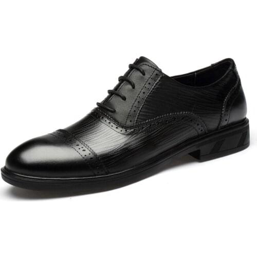 Luxury Brand Black Formal Genuine Leather Shoes Mens Casual Business Shoes Quality Designer Oxfords Shoes for Men Brogue Shoes