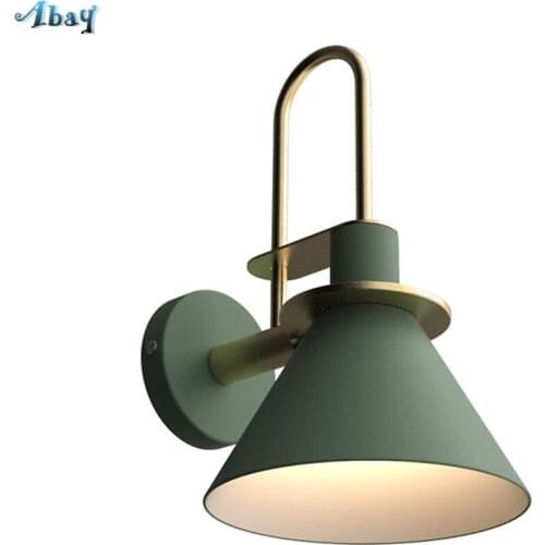 Nordic metal garden decor led wall lamp green living room decoration Minimalism black creative Suona shape kitchen bedroom lamp