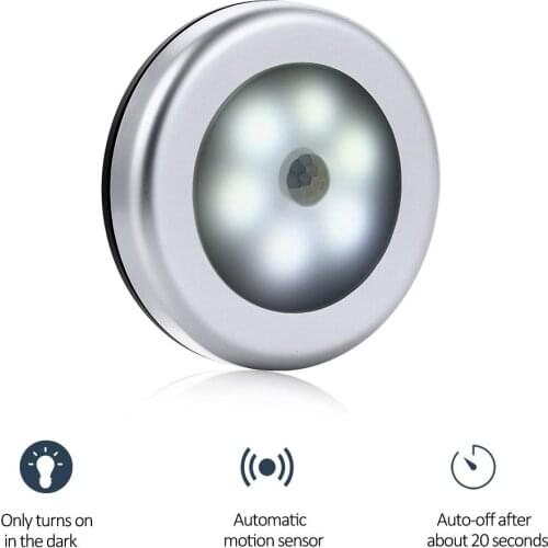 LingStar Motion-sensing Battery Powered LED,Stick-on Nightlight,Silver Color