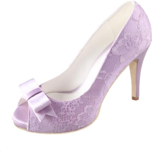 Creativesugar light purple lavender lilac lace sweet bow open toe woman shoes bridal bridesmaid wedding prom pumps platform heel