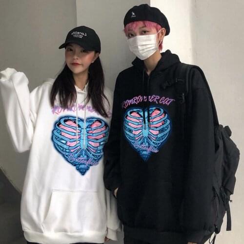 Sternum Letter Picture Vintage Hoodie Pullover Sweatshirt Streetwear Harajuku High Street Goth Punk Chic Casual Hip Hop Clothes