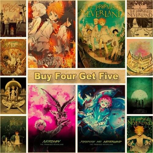 Vintage Classic Anime The Promised Neverland Poster Kraft Paper Anime Posters and Prints Wall Art Painting Home Bar Cafe Decor
