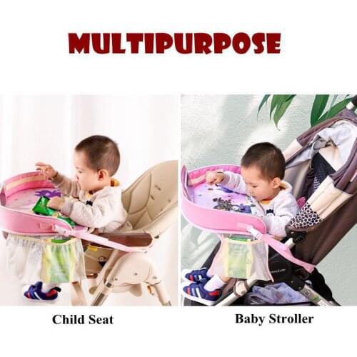 Waterproof Cartoon Kids Car Safety Seat Tray Plates Drink Table Baby Fence Portable Car Baby Seat Table Storage