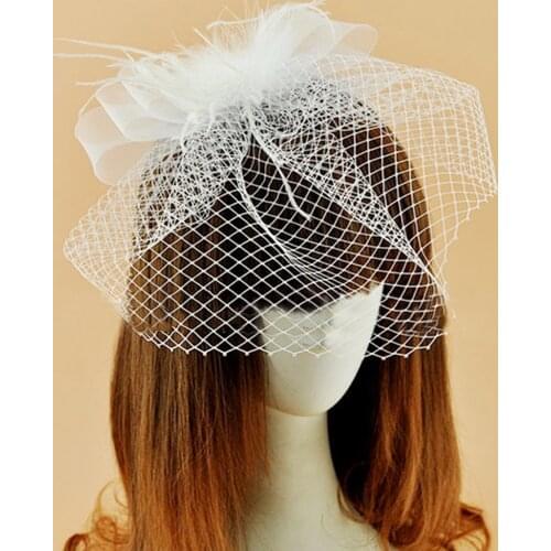 Fascinator Mesh Veil Fake Feather Wedding Birdcage Veil Tea Party Veil Headpiece party Hat Corsage Wedding Bridal Hats