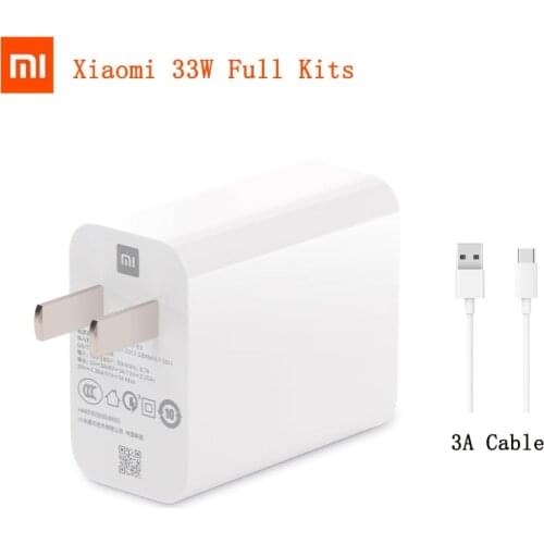 33W Charger Xiaomi US Turbo Charge Original type C cable For Xiaomi redmi note 9 pro POCO X3 nfc Mi 10 9 9t pro note 10 10X LITE