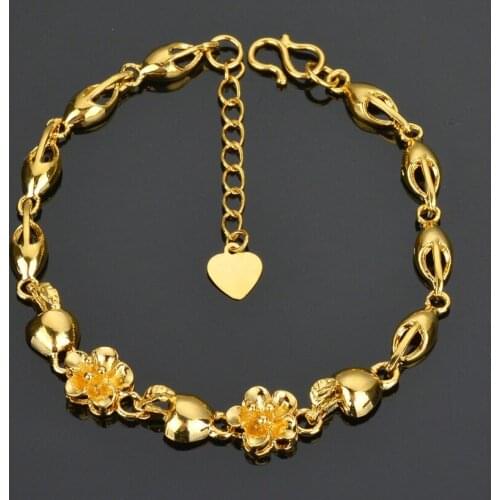Female Bracelets 316L Stainless Steel Chain Heart Flower Charms Bracelet For Women Gold Color Bracelet Femme Girl Gift