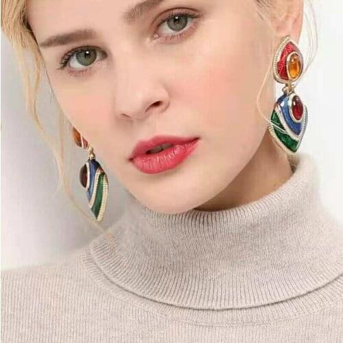 Kpop Big Name Hyperbole Paint Women Stud Earrings Boho Bohemia Fashion Geometric Earring Vintage Unique Statement Jewelry