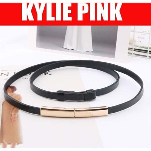 KYLIE PINK Female Luxury Design Leather Belt Women Waist Gold Buckle Waistband Belts For Dress Fashion Girls Strap Adjustable