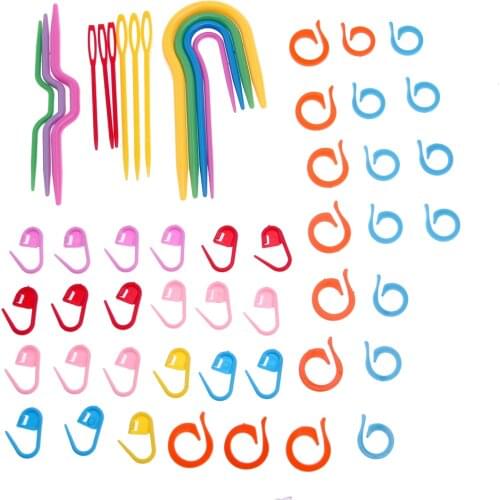1 Set Plastic Knit Stitch Knitting Needles Crochet Hook Markers Stitch Handle Clip Knitting Needle Sets DIY Craft Locking Stitch