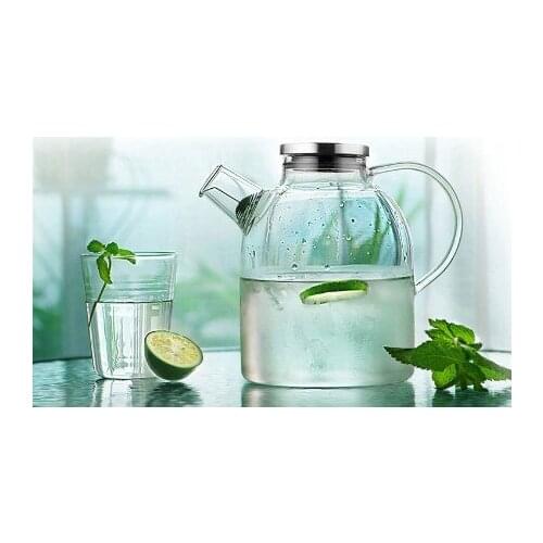 1PC 1000ml 1600ml Glass Teapot with Stainless Steel Lid Hot Ice Water Pitcher Create Your Tea Ice Water or Beverages JM 1008