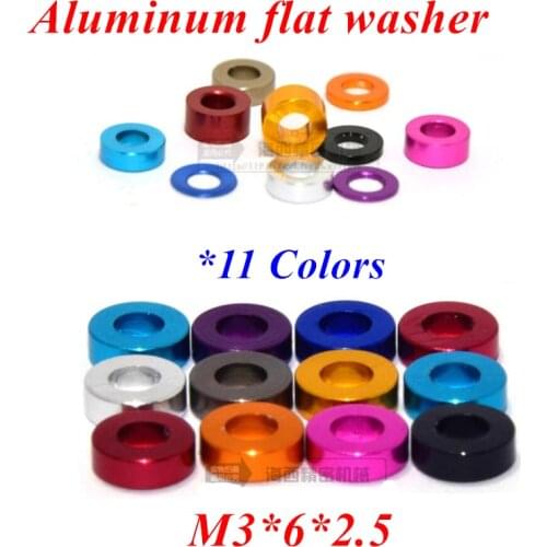 100pcs M3*6*2.5mm Aluminum flat washer m3x6x2.5 Aluminum countersunk gasket Washer meson for RC Parts anodized 11 colors