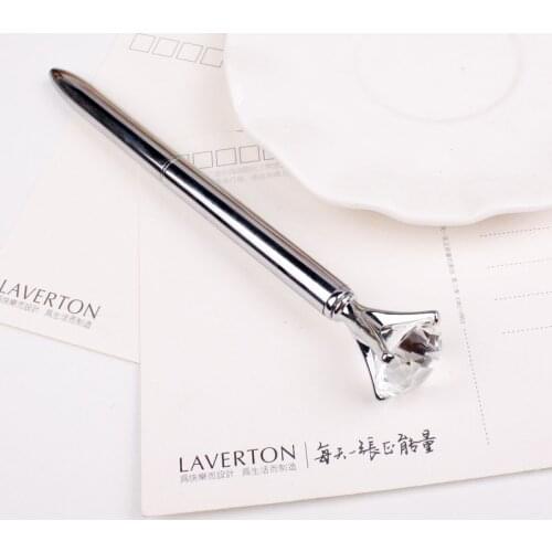12Pcs Metal Big Diamond Ball Pen Fashion BallPoint Oens Business Pen Promotion School Stationery Wholesale Gift Crystal Pen