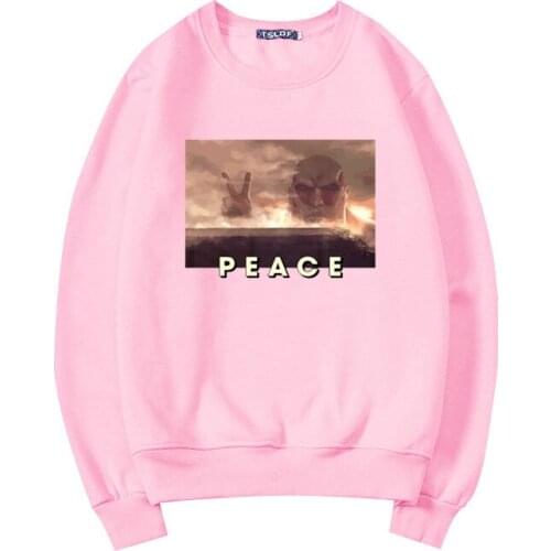 2021 Funny Japanese Anime Hoodies Women Manga Attack on Titan Peace Pullover Cartoon Printed Harajuku Sweatshirt Unisex