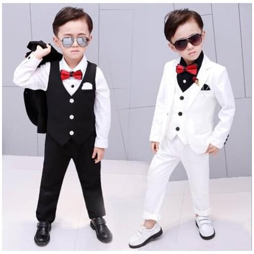 2019 Formal Brand Flowers Boys Suits Wedding set for Children Suit Tuxedo Dress Party clothing vest pant coat ceremony Costumes