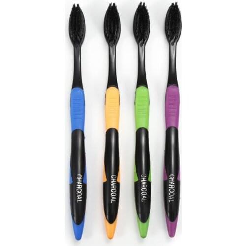 4pcs Bamboo Charcoal Toothbrush Whitening Soft Gentle Antibacterial Anti Odour