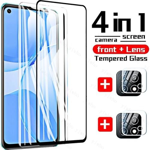 4-in-1 For OPPO A53s 5G Glass For OPPO A53 Tempered Glass Full Glue Screen Protector For OPPO A91 A15 A52 A72 A92 A53 Lens Glass