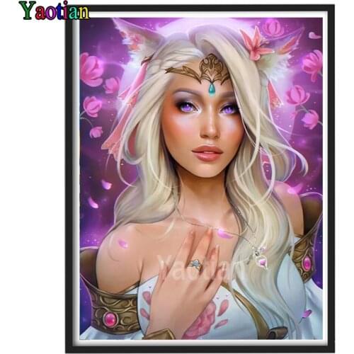 5D DIY Diamond Painting Anime Fox Fairy Flower Full Square/Round Resin Diamond Embroidery Diamond Mosaic Picture Of Rhinestones