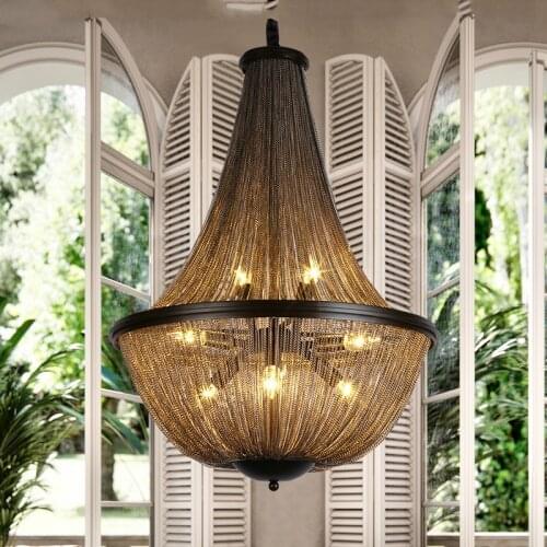 American Industrial Style Black Tassel E14 Led Pendant Lights D60cm Chain Pendant Lighting Led Hanging Lamp Suspend Lamparas