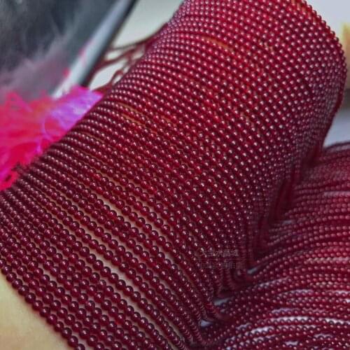Loose beads deep red spinel smooth round 2mm 14" for DIY jewelry making FPPJ wholesale beads nature gem stone