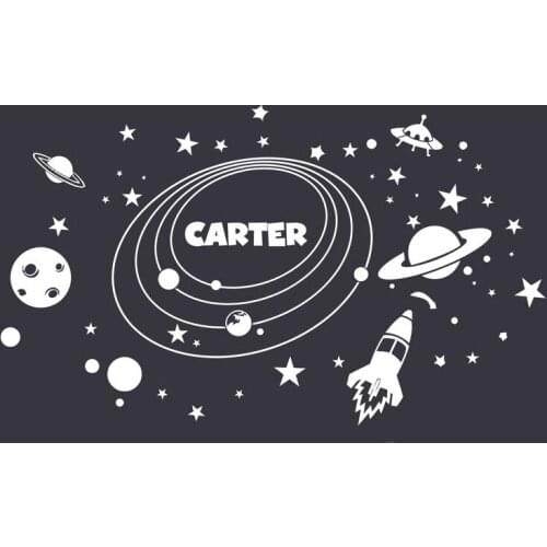 Costellation Planet Space wall sticker custom name Stars Wall Decal Outer space Rocket Ship Decals Kids Bedroom decoration HY702