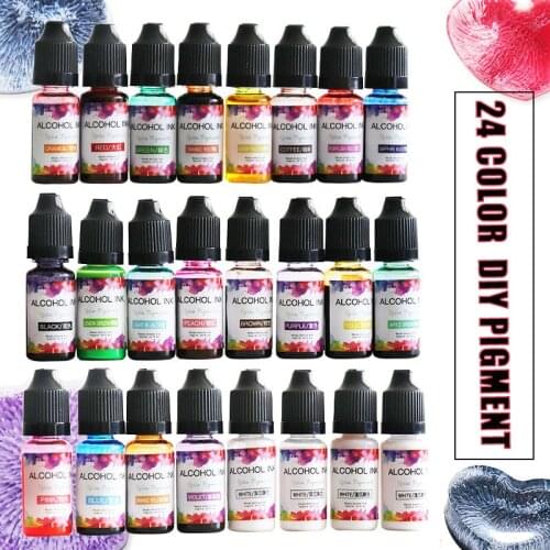 24Pcs/set 10ML Colorful DIY Pigment Epoxy Resin Glitter Colorant Pigment For Dye Resin Pigment DIY Art Set Resin Ink Paint Dye