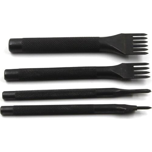 Carbon Steel Hole Punches 1/2/4/6 Prong Lacing Stitching Leather Craft Tool Set