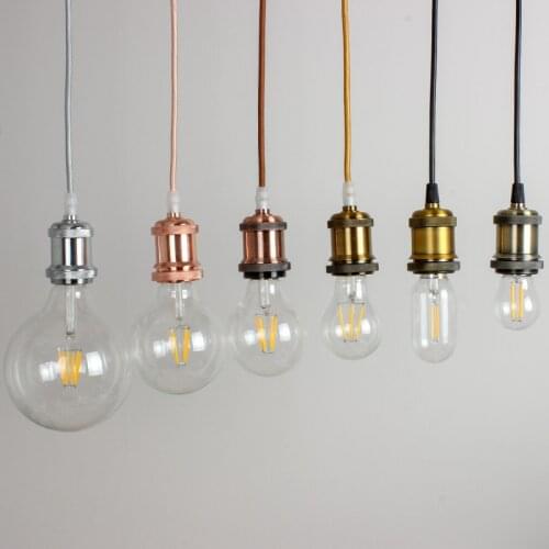 Edison Retro Aluminum Lamp Holder Hanging Wire E27 Mouth Twist Lamp Accessories DIY Imitation Copper Switch Bar Lamp Holder