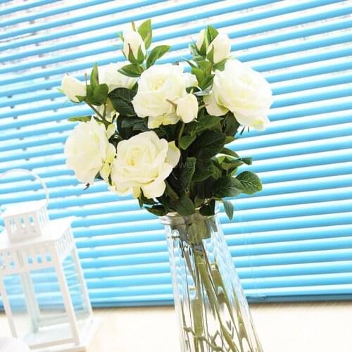 White Roses Artificial Flowers Wedding Decorative Vases Silk Peony Bride Bouquet Fake Plants For Party Winter Decor Craft Gifts
