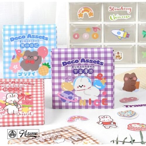 Kawaii Cartoon Journal Stickers And Notepad Set For Kids Diary Scrapbooking Notebooks Sticker Korean Decor Wholesale