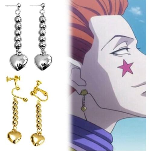HUNTER x HUNTER Cosplay Hisoka Men Ear Clip Golden Heart Prop Earrings For Anime Fans Kulolo Ear Clip Jewelry Creative Gifts