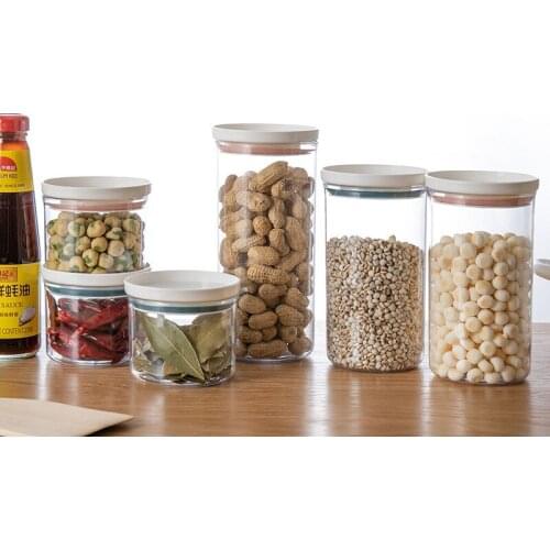 Home Necessaire Kitchen Fridge Spices Jars Food Container Storage Box Plastic Transparent Sealed Cans Multigrain Storage Tank