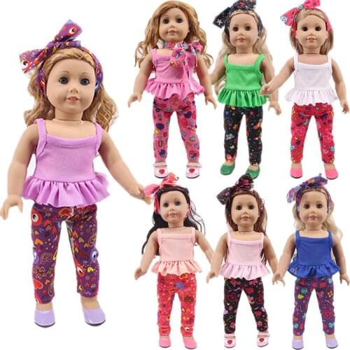 3Pcs/Set Lace Top Daily Casual Wear Doll Clothes For 18 Inch American & 43 Cm Born Baby Items,Our Generation,Girls Toy For Gift