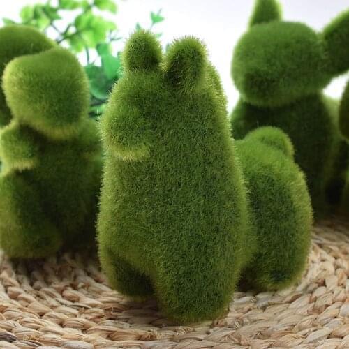 Cute Artificial Grass Animal Rabbit Dog Squirrel Handmade Turf Grass Craft Table Ornament For Home Office Wedding Decor Gift