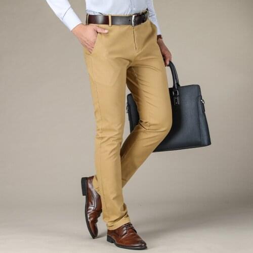 Mens Black Business Casual Classic Pants 2021 Autumn Spring New Men Cotton Regular Fit Trouser Brand Mens Clothing