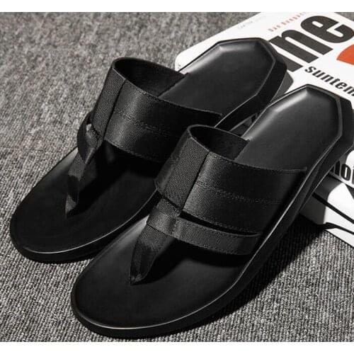 Mens Slippers flip flops Flat With Beach Fashion Outside Narrow Band Sewing Men Shoes Leisure Concise PU Summer pantuflas