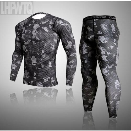 Mens Camouflage Thermal underwear set Long johns winter Thermal underwear Base layer Men Sports Compression Long sleeve shirts