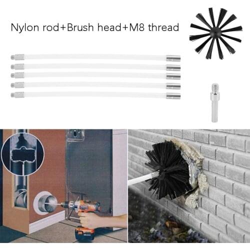 Cleaning Chimney Brush Set Household Fireplace Cleaning Brush + Rod Set Cleaner Dryer Cleaning Tool Rotary Sweep System Clean