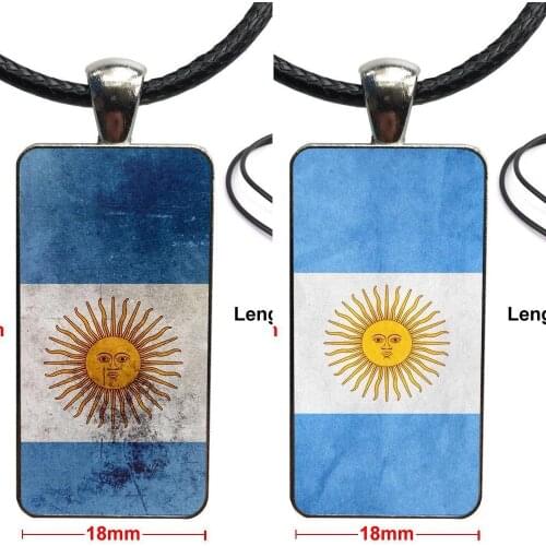 Argentina National Flag With Kawaii Girl For Women Kids Necklace Fashion Long Chain With Rectangle Necklace Jewelry